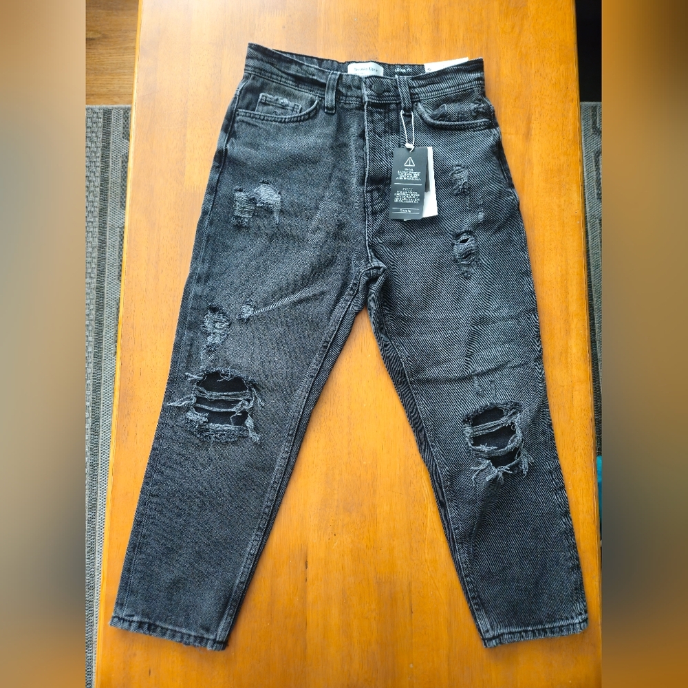 Bershka Denim Menswear Jeans Cropped Grey Size 29